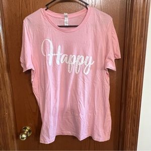 Next Level Pink Happy T Shirt Size XXL